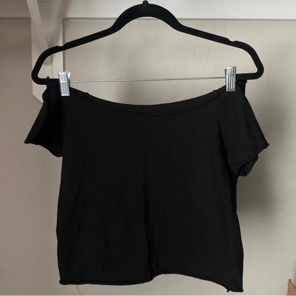 American Dream Black Off-Shoulder Crop Top